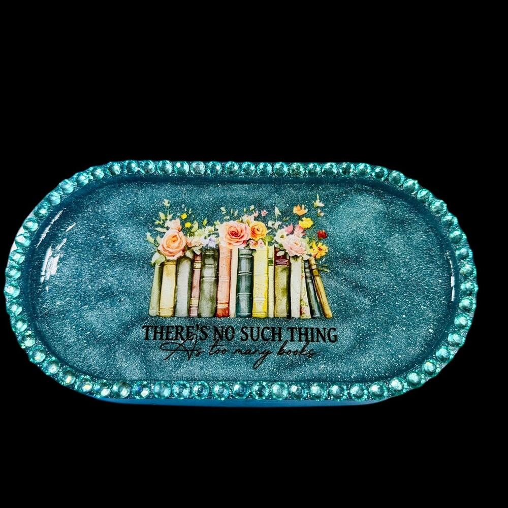 Book Lover Trinket Tray Epoxy Resin Jewelry Dish Reader Gift Decor Moms Day - Picture 7 of 7